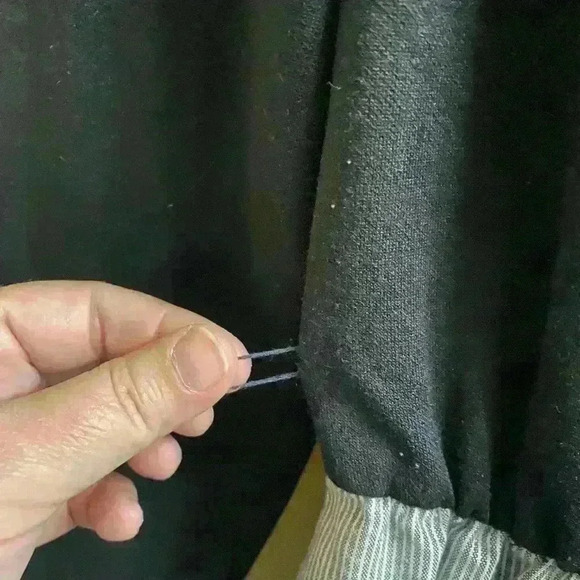 Jerell of Texas Vintage Long Ruffle Sleeve Fit & Flare Dress Black w/ Stripes - Picture 6 of 9